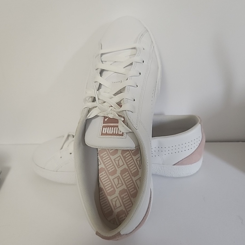 PUMA Love Perf Athletic White and Pink Leather Sneaker Shoes 375064-01 Womens 11